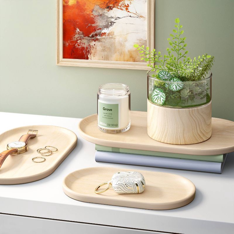 slide 2 of 3, 3pk Bamboo Melamine Trays with Wood Decal Natural Wood - Room Essentials™, 3 ct