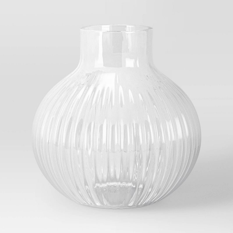 slide 1 of 3, Ribbed Round Vase Clear - Room Essentials™, 1 ct