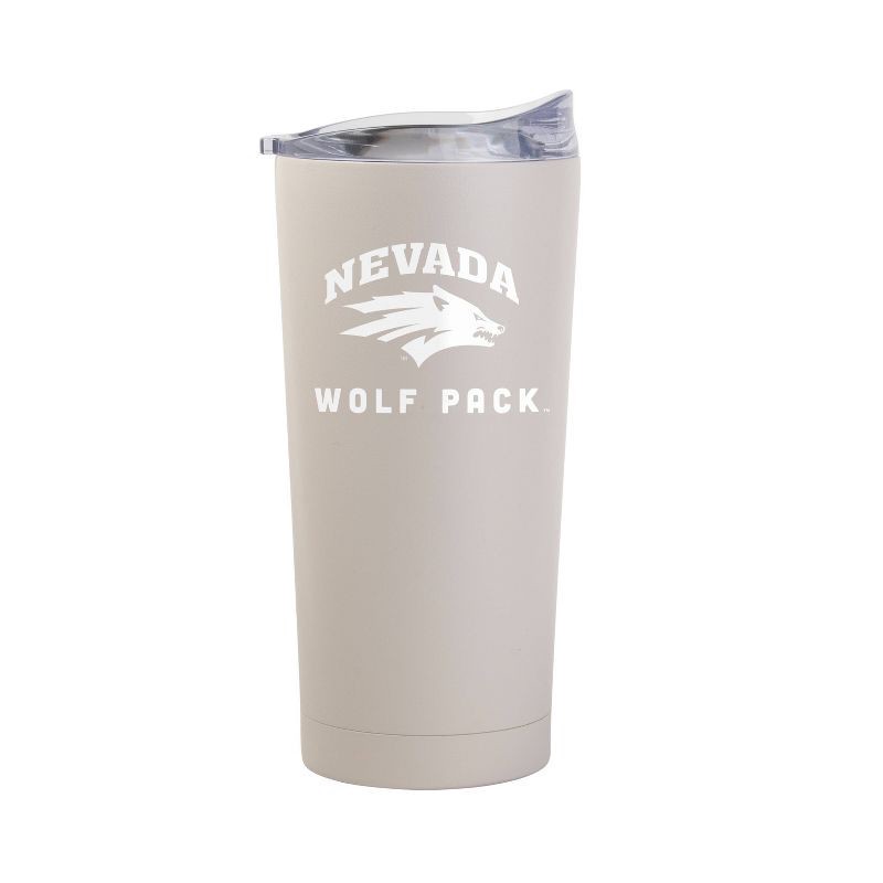 slide 2 of 3, NCAA Nevada Wolf Pack Sand Powder Coat Tumbler - 20oz: Stainless Steel, Double-Wall, Slider Lid, Non-Slip Grip, 20 oz