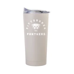 NCAA Pitt Panthers Sand Powder Coat Tumbler - 20oz: Stainless Steel, Double-Wall, Non-Slip Grip, Slider Lid