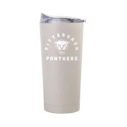 NCAA Pitt Panthers Sand Powder Coat Tumbler - 20oz: Stainless Steel, Double-Wall, Non-Slip Grip, Slider Lid