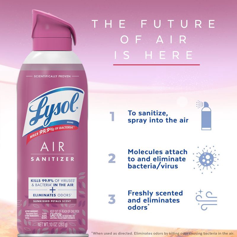 slide 3 of 6, Lysol Sunkissed Petals Air Sanitizer Spray - 10oz, 10 oz