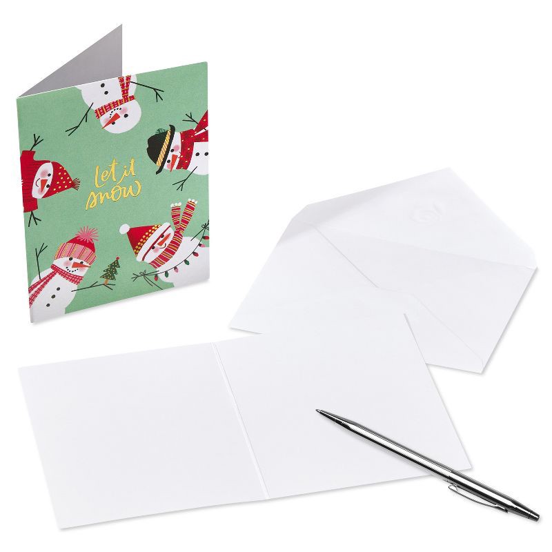 slide 3 of 5, American Greetings 10ct Snowmen on Mint Blank Notes, 10 ct