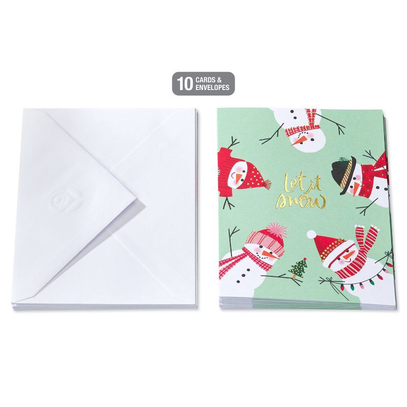 slide 4 of 5, American Greetings 10ct Snowmen on Mint Blank Notes, 10 ct