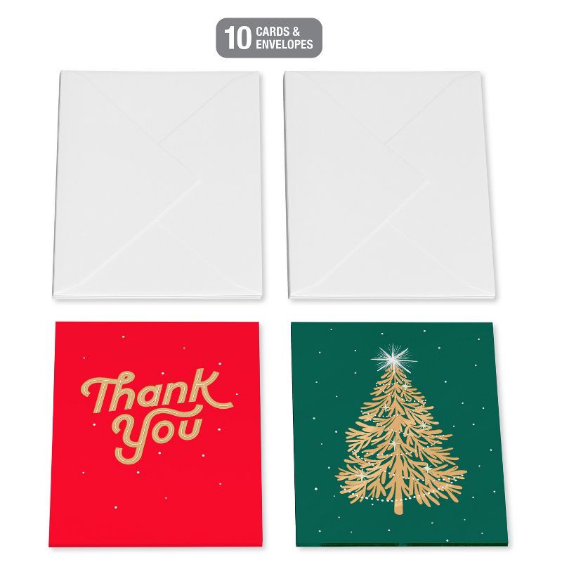 slide 4 of 5, American Greetings 10ct Blank Christmas and Thank You Cards Boxed with Envelopes Thank You and Christmas Tree, 10 ct