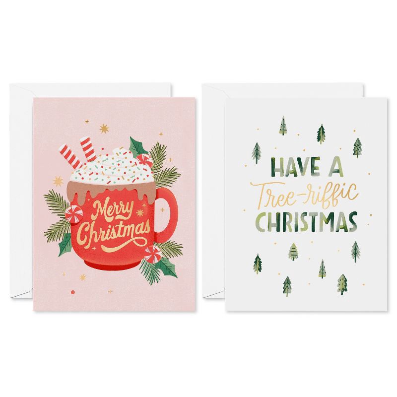 slide 1 of 4, American Greetings 10ct Santa Mug and Trees Blank Notes, 10 ct