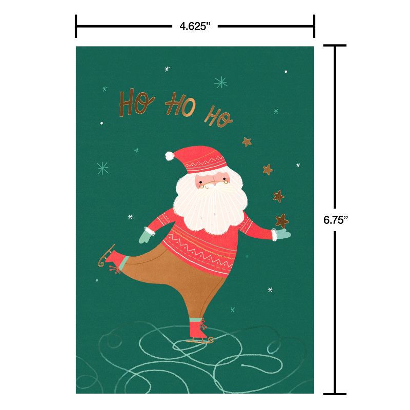 slide 6 of 6, American Greetings 10ct Christmas Cards Boxed with Envelopes Skating Santa, 10 ct