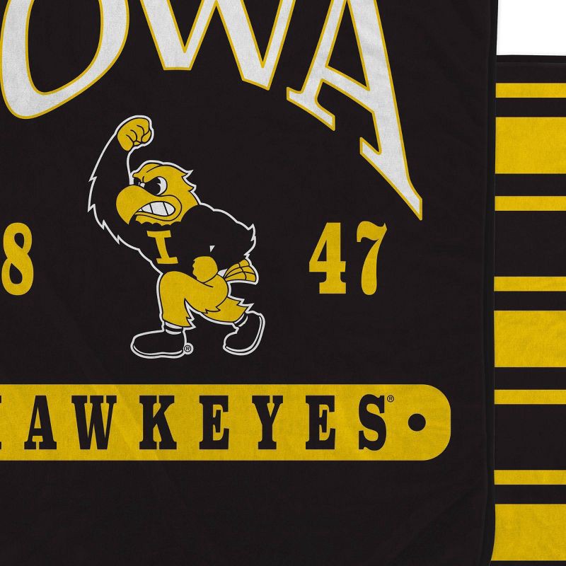 slide 2 of 3, NCAA Iowa Hawkeyes Varsity Plaque Double Sided Royal Plush Blanket: Sports Team Logo, 1 ct