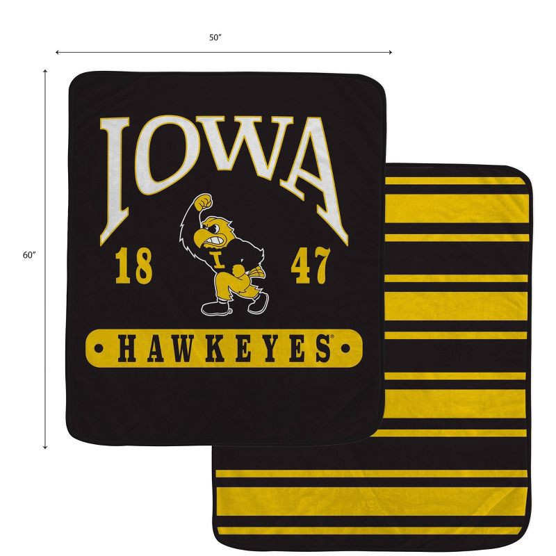 slide 3 of 3, NCAA Iowa Hawkeyes Varsity Plaque Double Sided Royal Plush Blanket: Sports Team Logo, 1 ct