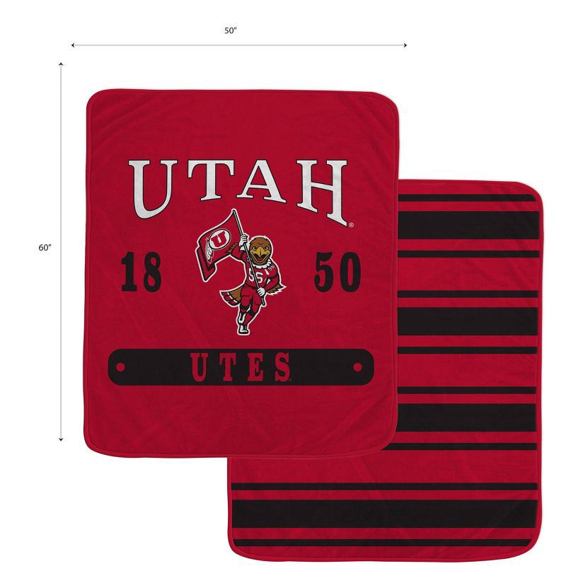 slide 2 of 2, NCAA Utah Utes Varsity Plaque Double Sided Royal Plush Blanket: Sports Team Logo Design, 1 ct