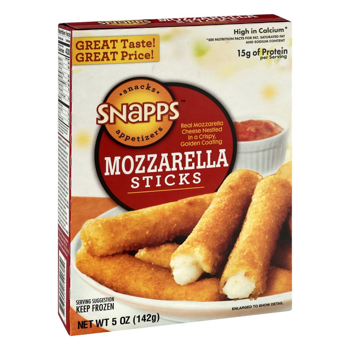 slide 3 of 9, Snapps Mozzarella Sticks 5 oz, 5 oz