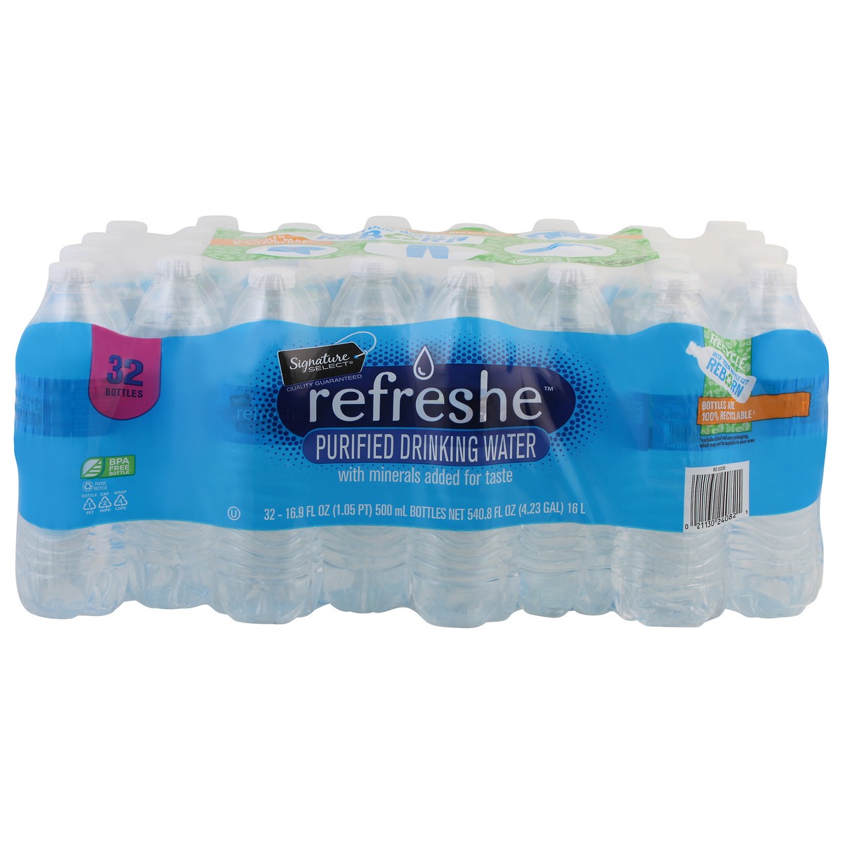 slide 1 of 9, Refreshe Signature Select Drinking Water Purified - 32-16.9 Fl. Oz., 32 ct
