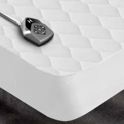 Biddeford Blankets Biddeford Twin Electric Heated Quilted Mattress Pad: 10 Heat Settings, Cotton Blend, Machine Washable