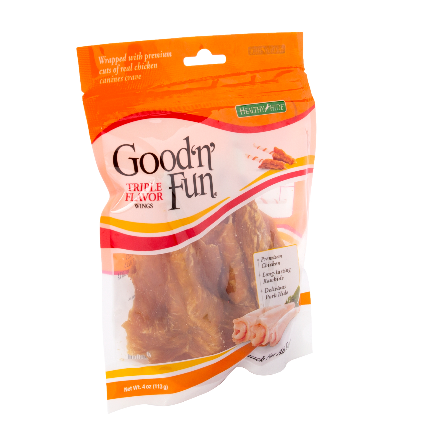 slide 3 of 5, Good 'n' Fun Wings Triple Flavor Snacks for All Dogs 4.0 oz, 4 oz