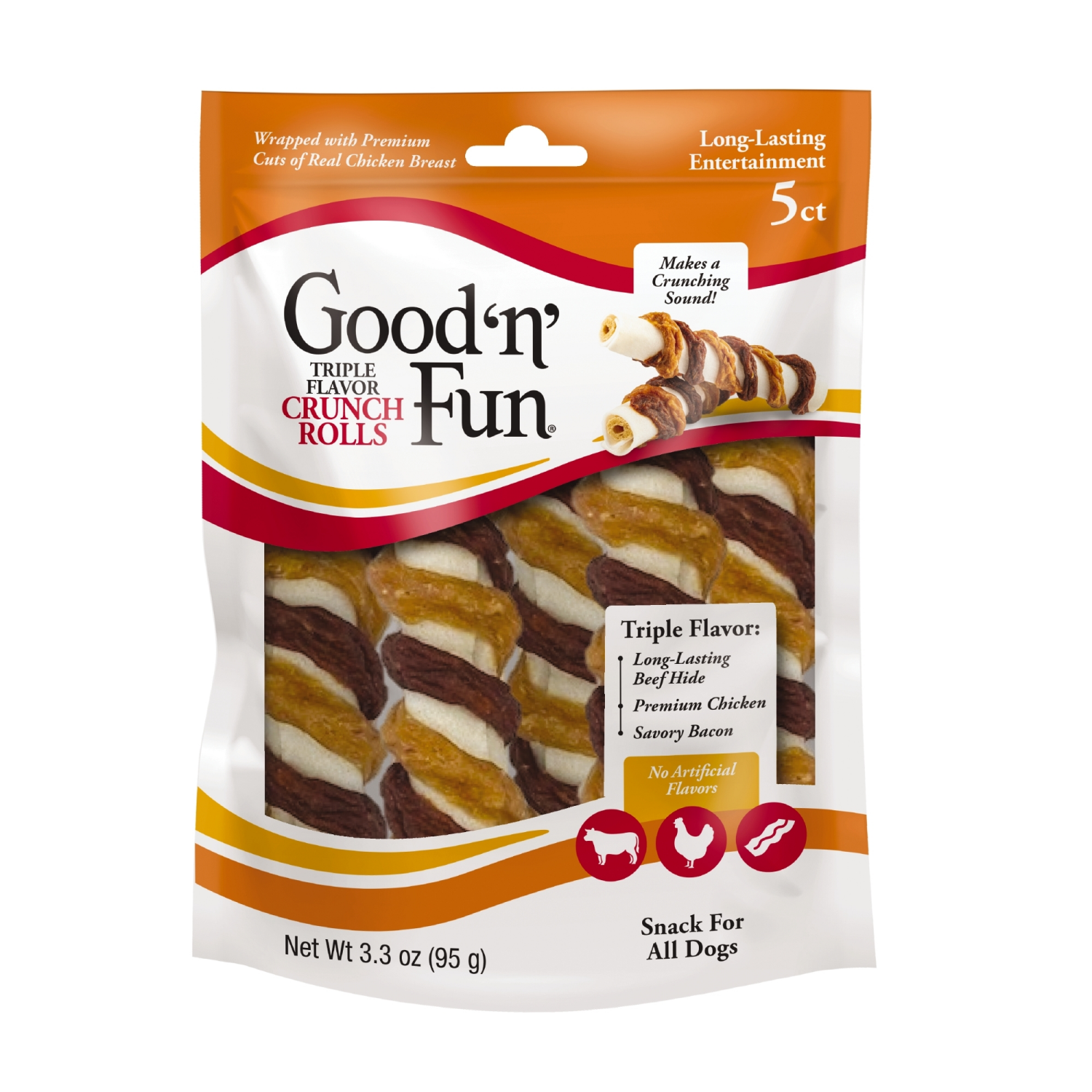 slide 1 of 2, GOOD N FUN Good 'n' Fun Triple Flavor Crunch Roll 5ct, 5 ct