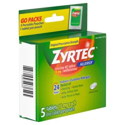 Zyrtec 24 Hour Cetirizine HCl Allergy Relief Tablets, 5 x 1 ct Packs