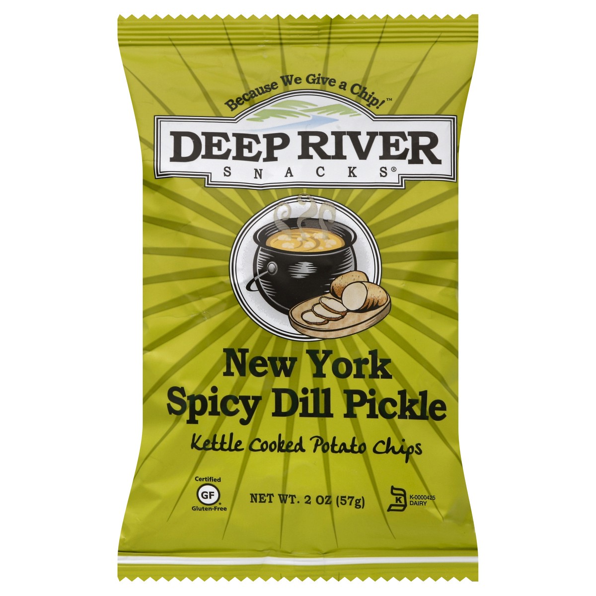 slide 3 of 6, Deep River Snacks Kettle Cooked Potato Chips New York Spicy Dill Pickle, 2 oz