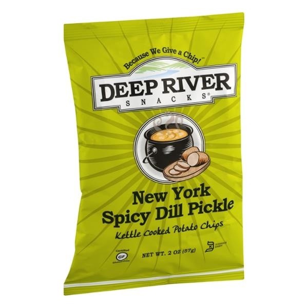 slide 1 of 6, Deep River Snacks Kettle Cooked Potato Chips New York Spicy Dill Pickle, 2 oz