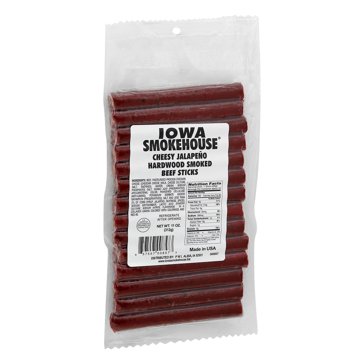 slide 2 of 11, Iowa Smokehouse Hardwood Smoked Cheesy Jalapeno Beef Sticks 11 oz, 11 oz