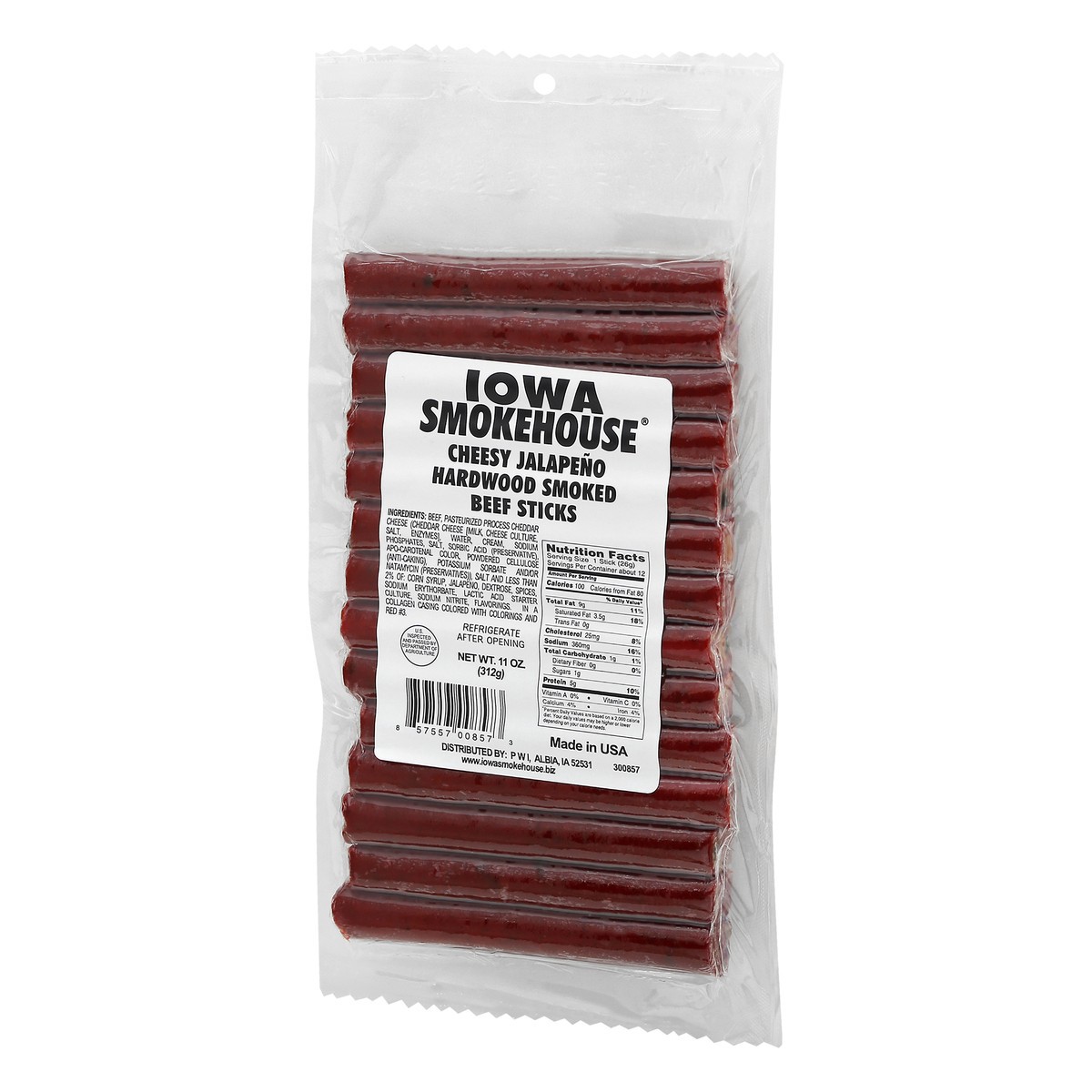 slide 1 of 11, Iowa Smokehouse Hardwood Smoked Cheesy Jalapeno Beef Sticks 11 oz, 11 oz