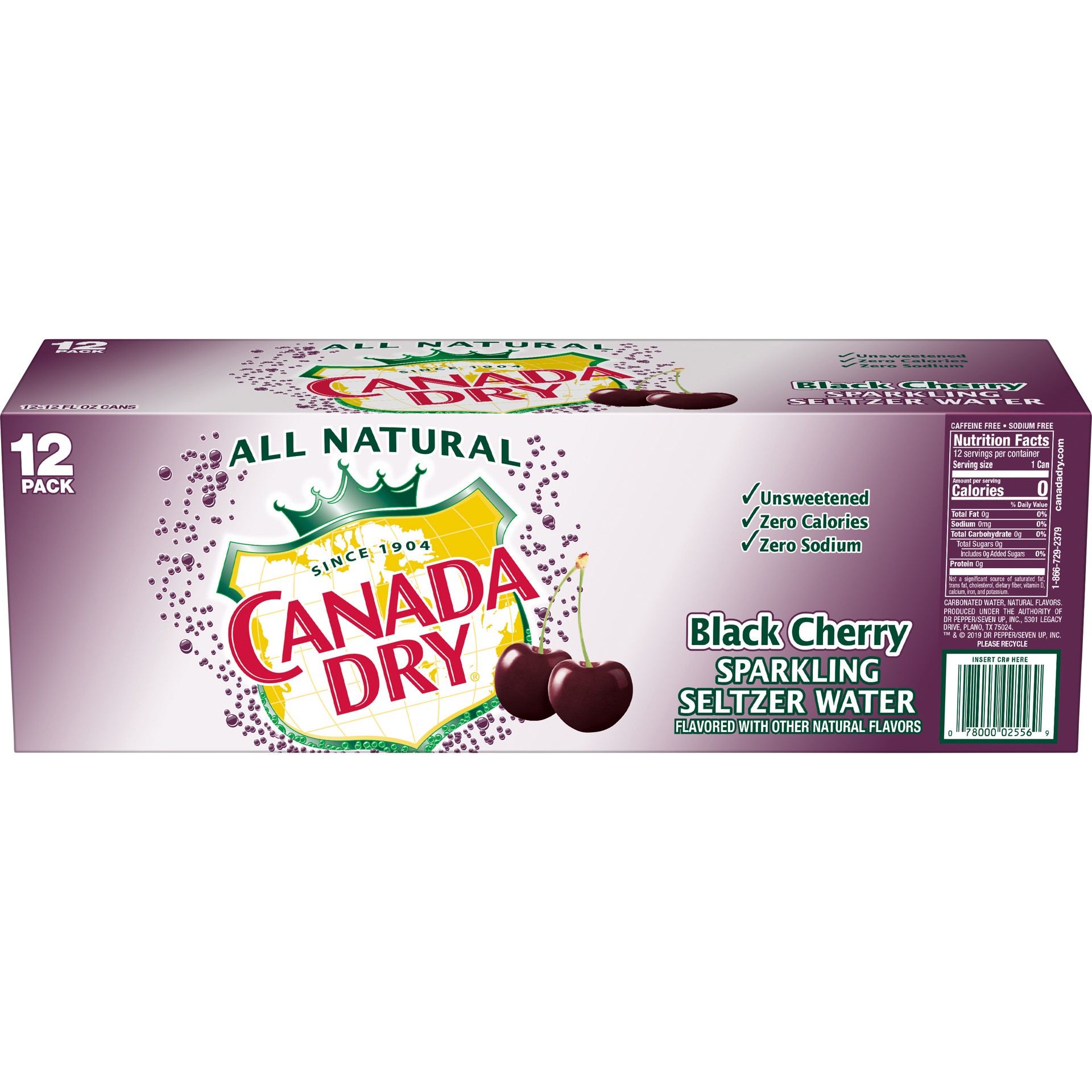 slide 3 of 3, Canada Dry Black Cherry Sparkling Seltzer Water- 12 ct, 12 ct; 12 fl oz