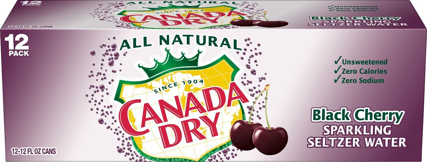 slide 1 of 3, Canada Dry Black Cherry Sparkling Seltzer Water- 12 ct, 12 ct; 12 fl oz