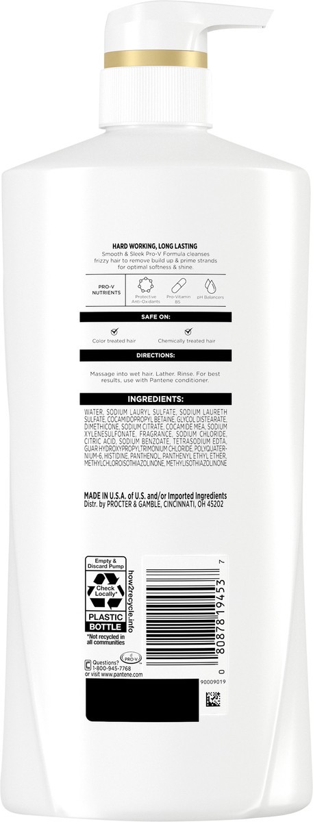 slide 5 of 7, PANTENE PRO-V Smooth & Sleek Shampoo, 23.6 oz, 23.60 fl oz
