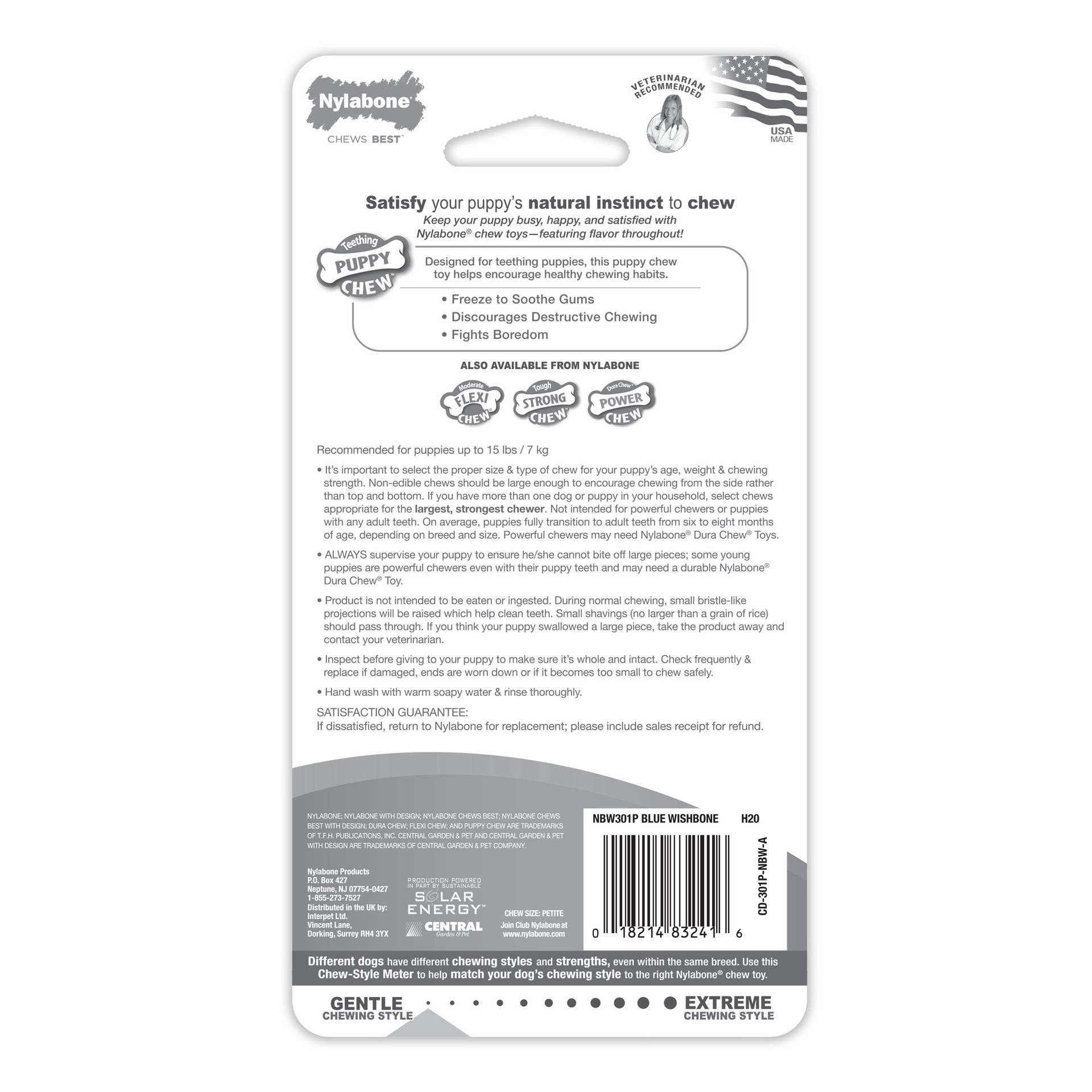 slide 5 of 10, Nylabone Puppy Chew Toy Wishbone Chicken Blue X-Small/Petite - Up to 15 lbs.(1 Count), 1 ct