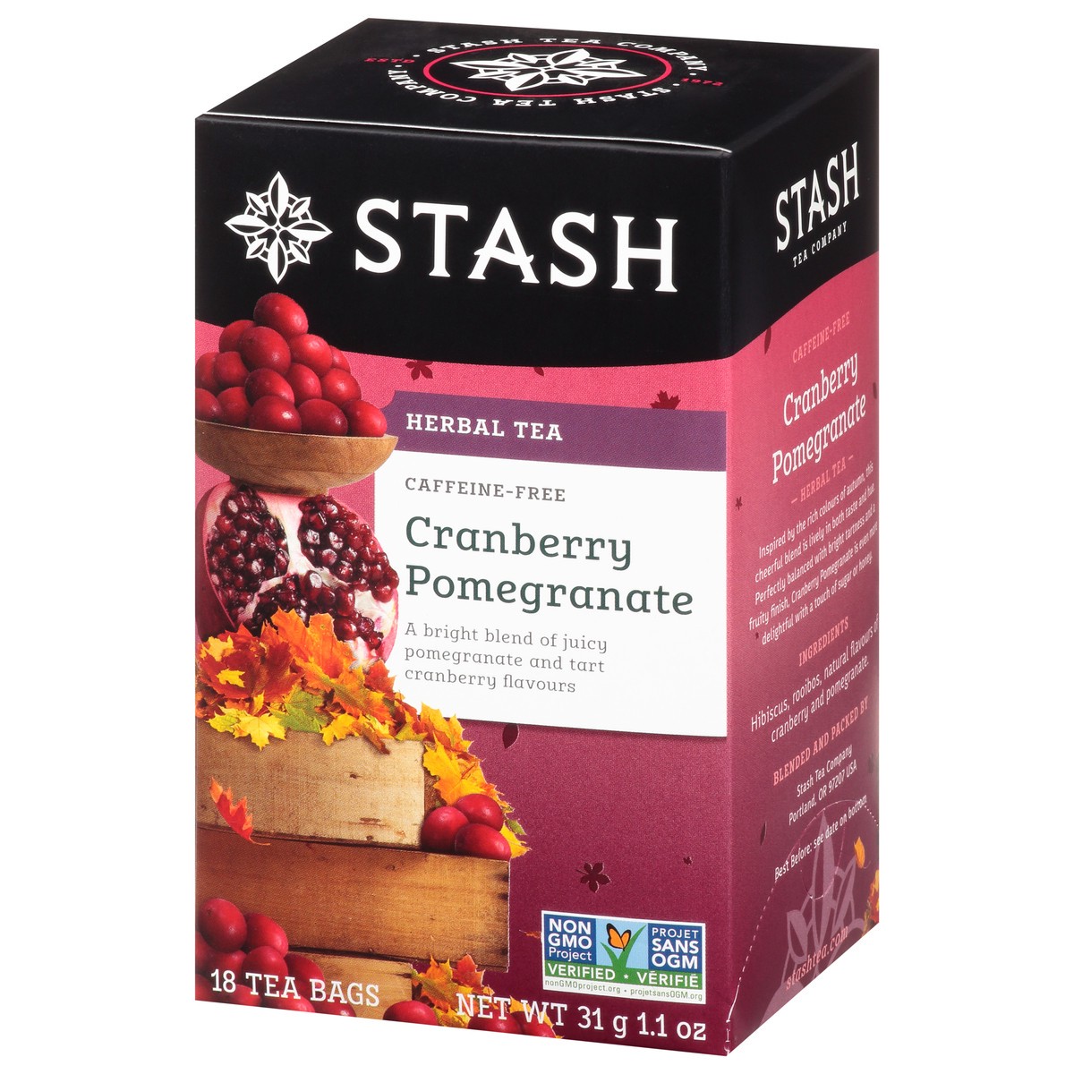 slide 2 of 9, Stash Herbal Tea, Cranberry Pomegranate, Caffeine Free, 18 ct