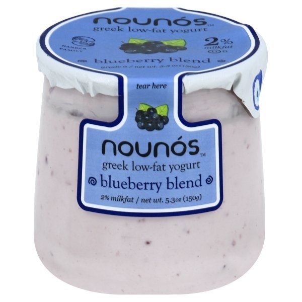 slide 1 of 1, Nounós Blueberry Blend Greek Low-Fat Yogurt, 5.3 oz