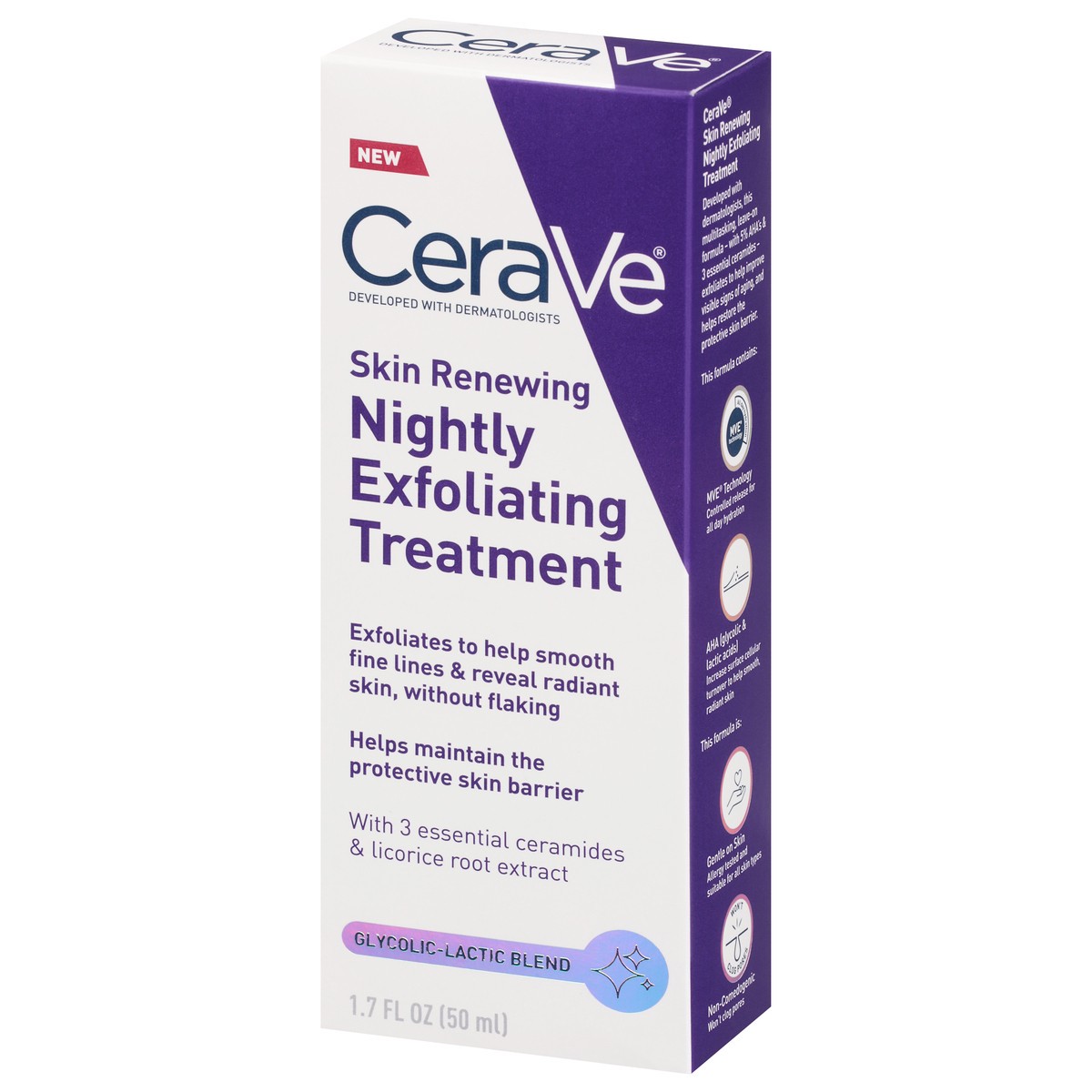 slide 6 of 12, CeraVe Nightly Skin Renewing Exfoliating Treatment 1.7 fl oz, 1.7 fl oz