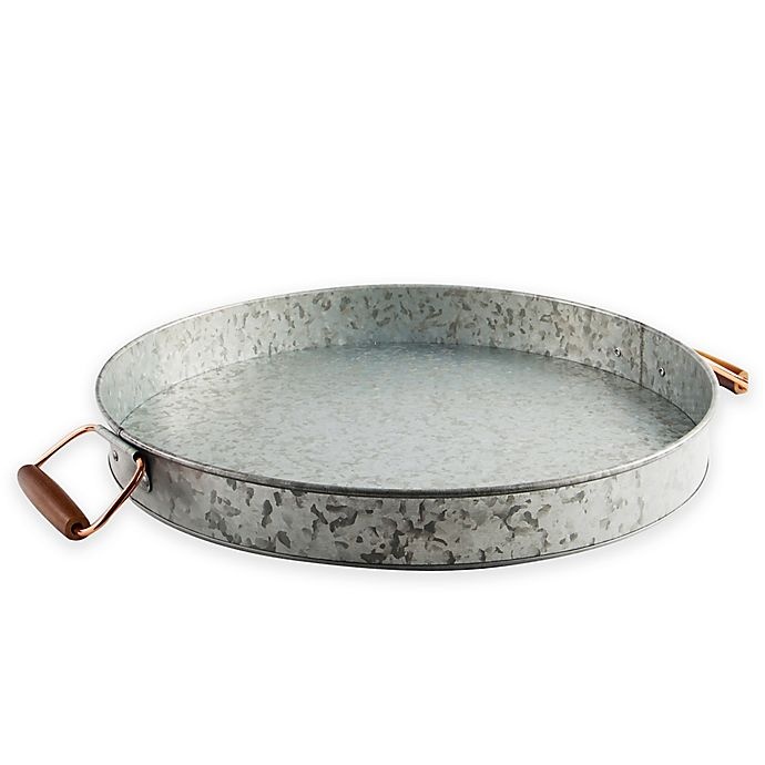 slide 1 of 2, Heritage Home Galvanized Metal and Copper Serving Tray, 1 ct