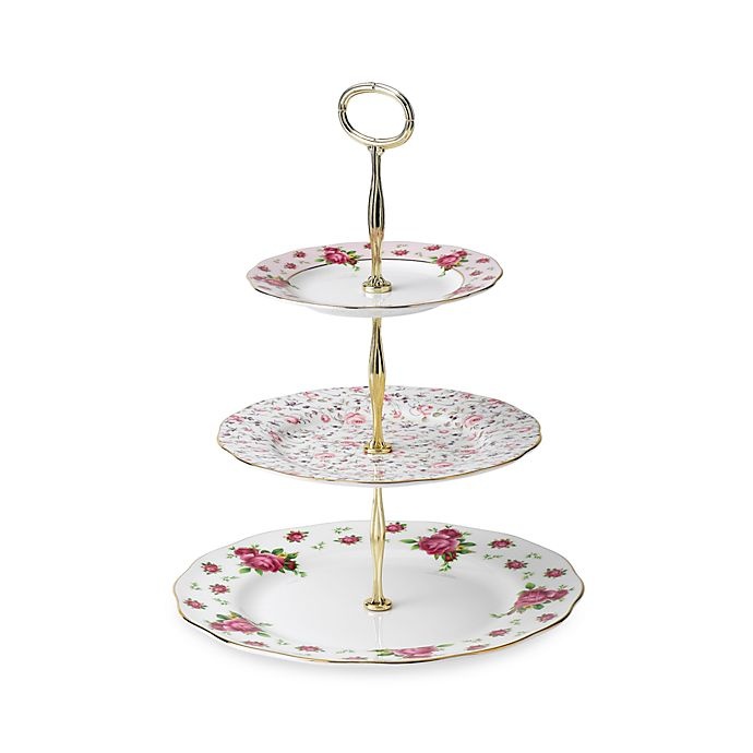 slide 1 of 2, Royal Albert New Country Roses 3-Tier Server - White, 1 ct