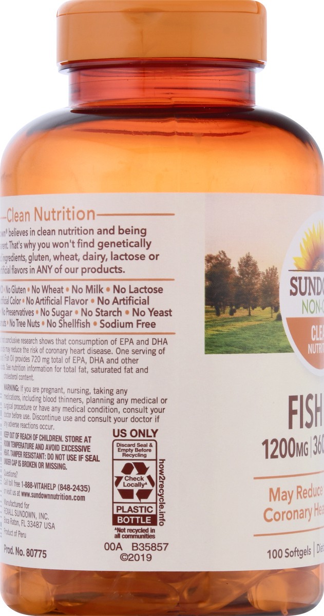 slide 7 of 9, Sundown Naturals Extra Strength Fish Oil 1200 MG Softgels, 90 ct