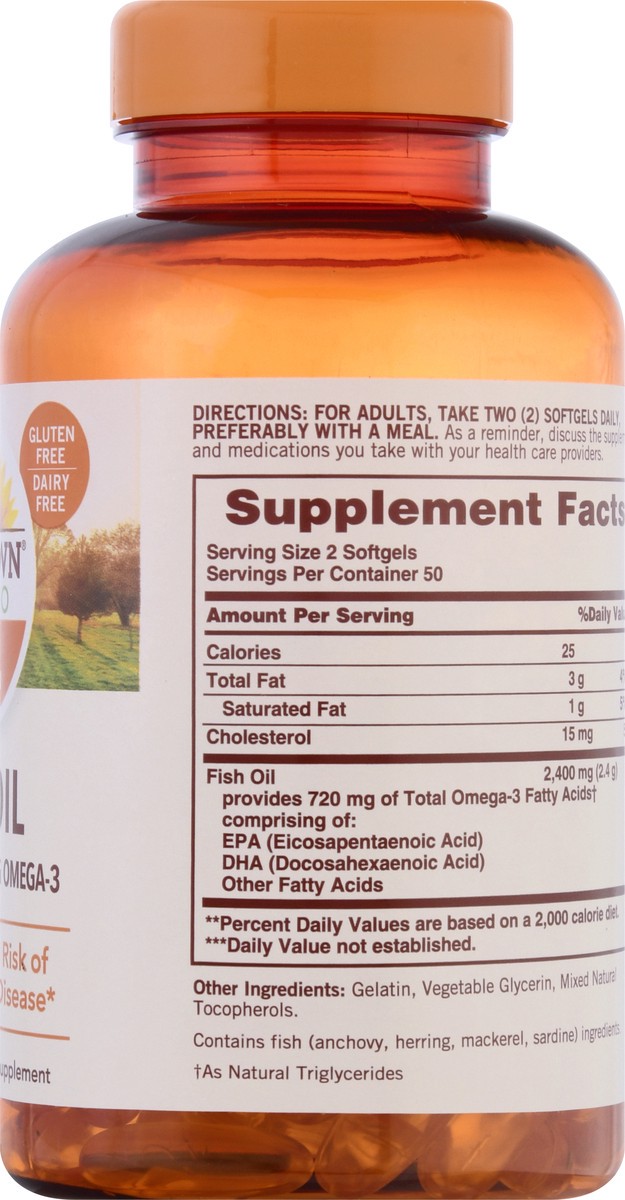 slide 8 of 9, Sundown Naturals Extra Strength Fish Oil 1200 MG Softgels, 90 ct