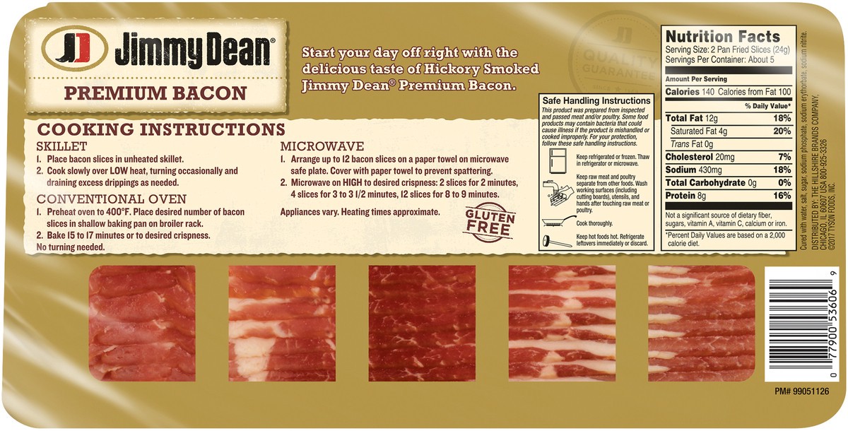 slide 3 of 5, Jimmy Dean Premium Hickory Smoked Bacon, 12 oz, 12 oz