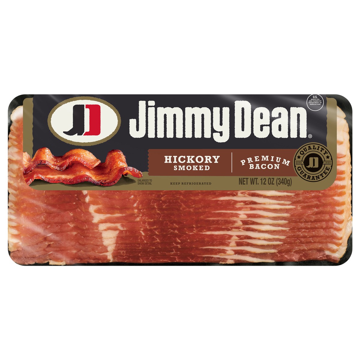 slide 1 of 5, Jimmy Dean Premium Hickory Smoked Bacon, 12 oz, 12 oz