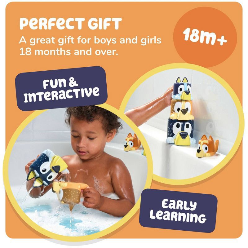 slide 6 of 9, Tomy Bluey Family Pourers - Nesting, Stacking Cups Bath Toy, 1 ct