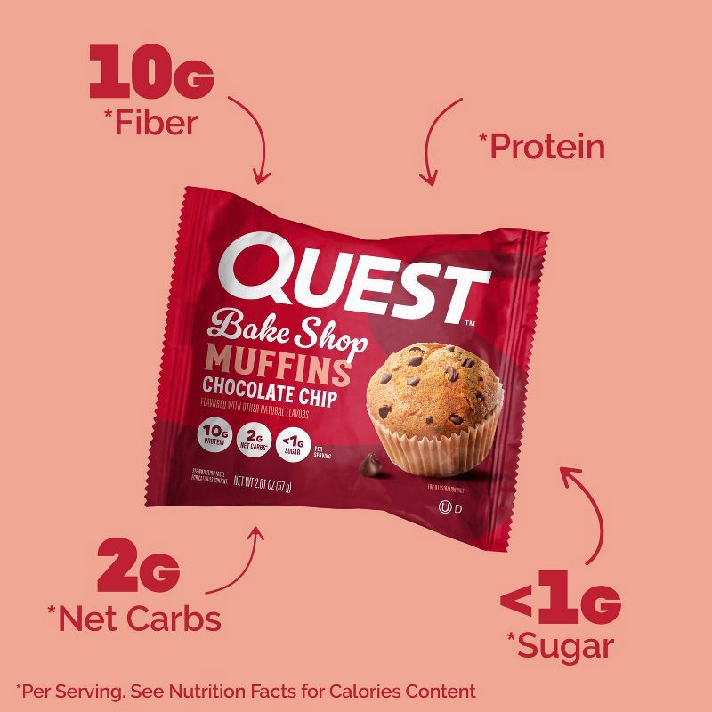 slide 3 of 6, Quest Nutrition Bake Shop Muffin - Chocolate Chip - 8.04oz/4ct, 8.04 oz, 4 ct