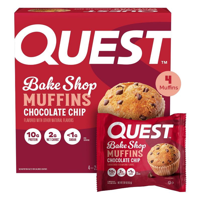 slide 1 of 6, Quest Nutrition Bake Shop Muffin - Chocolate Chip - 8.04oz/4ct, 8.04 oz, 4 ct