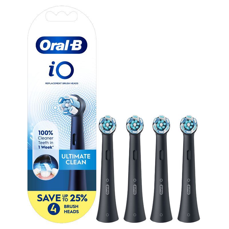 slide 1 of 11, Oral-B iO Ultimate Clean Replacement Brush Heads - Black - 4ct, 4 ct
