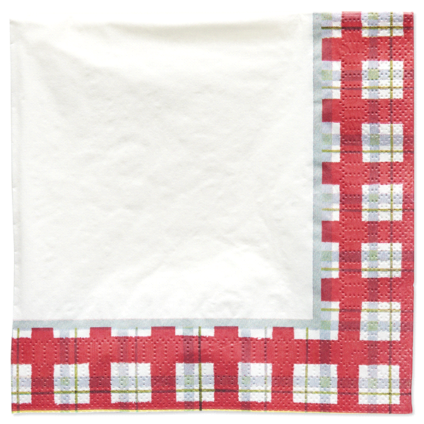 slide 1 of 3, Papyrus Greenery and Plaid Lunch Napkins, 1 ct