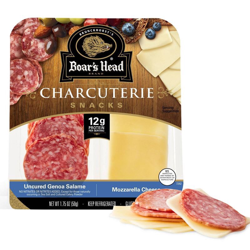 slide 5 of 5, Boar's Head Uncured Genoa Salame and Mozzarella Cheese Tray - 1.75oz, 1.75 oz