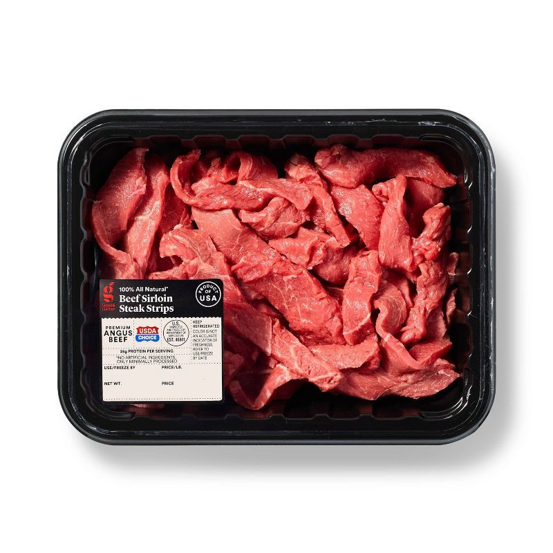 slide 1 of 3, Angus Beef Sirloin Steak Strips - 14oz - Good & Gather™, 14 oz