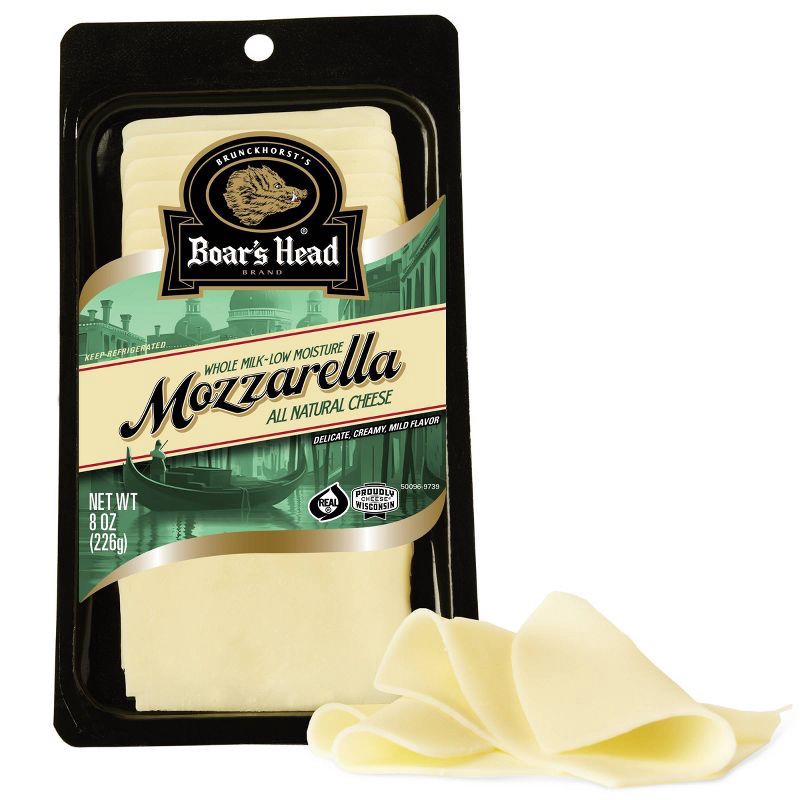 slide 2 of 3, Boar's Head Pre-Sliced Whole Milk Mozzarella Cheese - 8oz, 8 oz