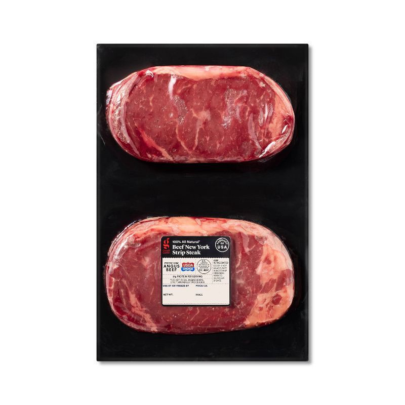 slide 1 of 3, Fresh Angus Beef New York Strip Steak Family Pack - price per lb - Good & Gather™, per lb