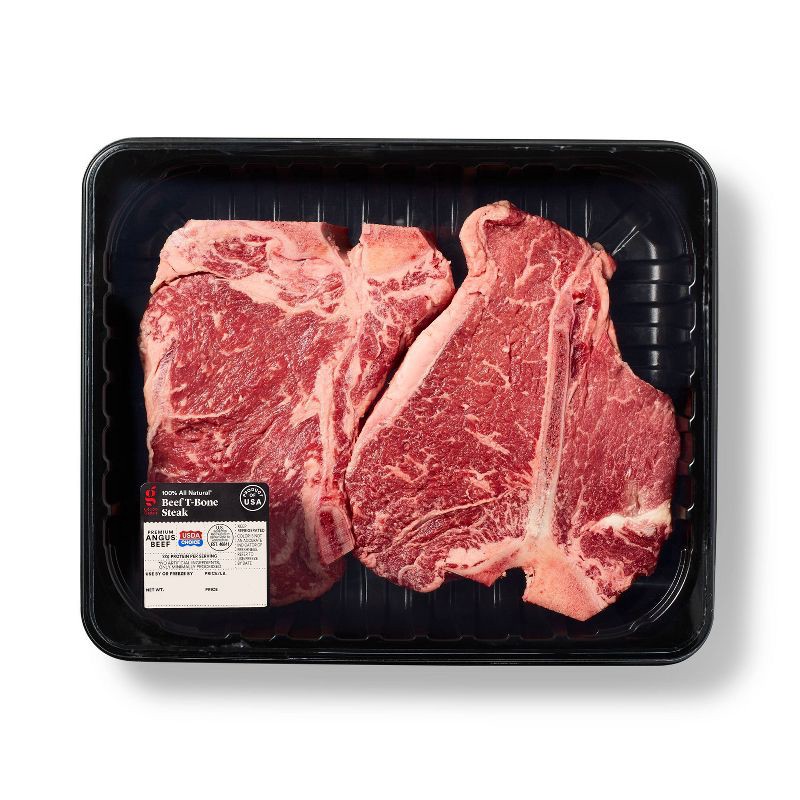 slide 1 of 3, Fresh Angus Beef T-Bone Steak Family Pack - price per lb - Good & Gather™, per lb