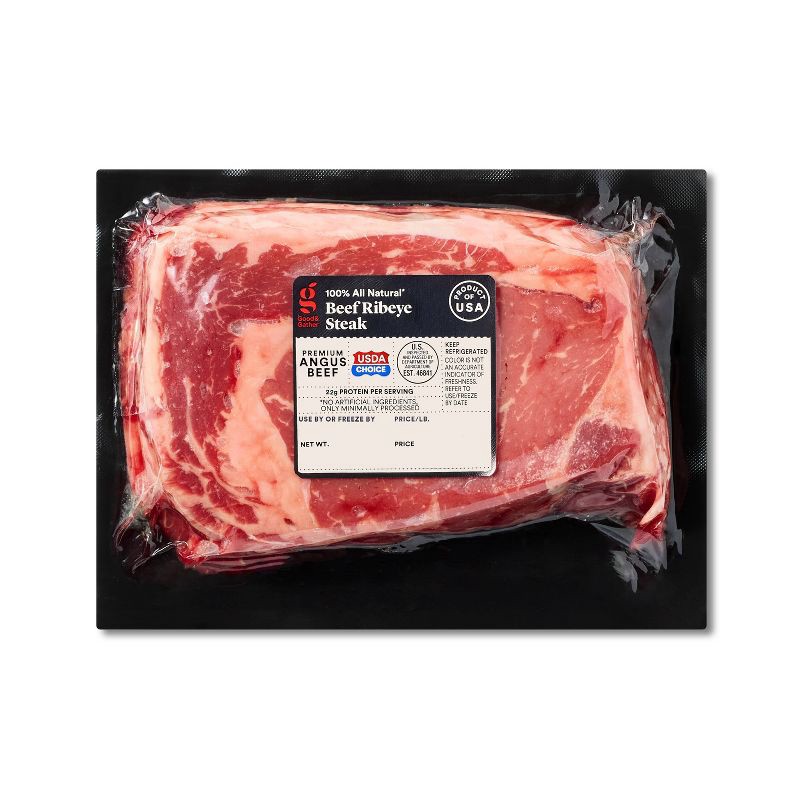 slide 1 of 3, Fresh Choice Angus Beef Ribeye Steak - price per lb - Good & Gather™, per lb