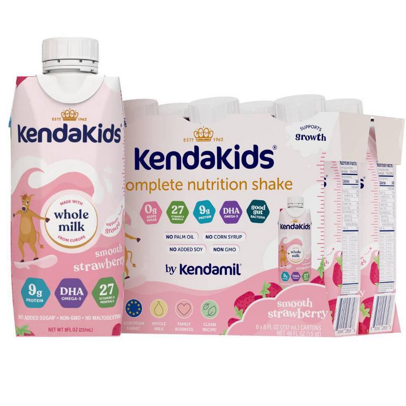 slide 1 of 12, Kendakids Complete Nutrition Shake - Smooth Strawberry - 6pk/48oz, 6 ct, 48 oz