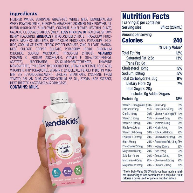 slide 10 of 12, Kendakids Complete Nutrition Shake - Smooth Strawberry - 6pk/48oz, 6 ct, 48 oz